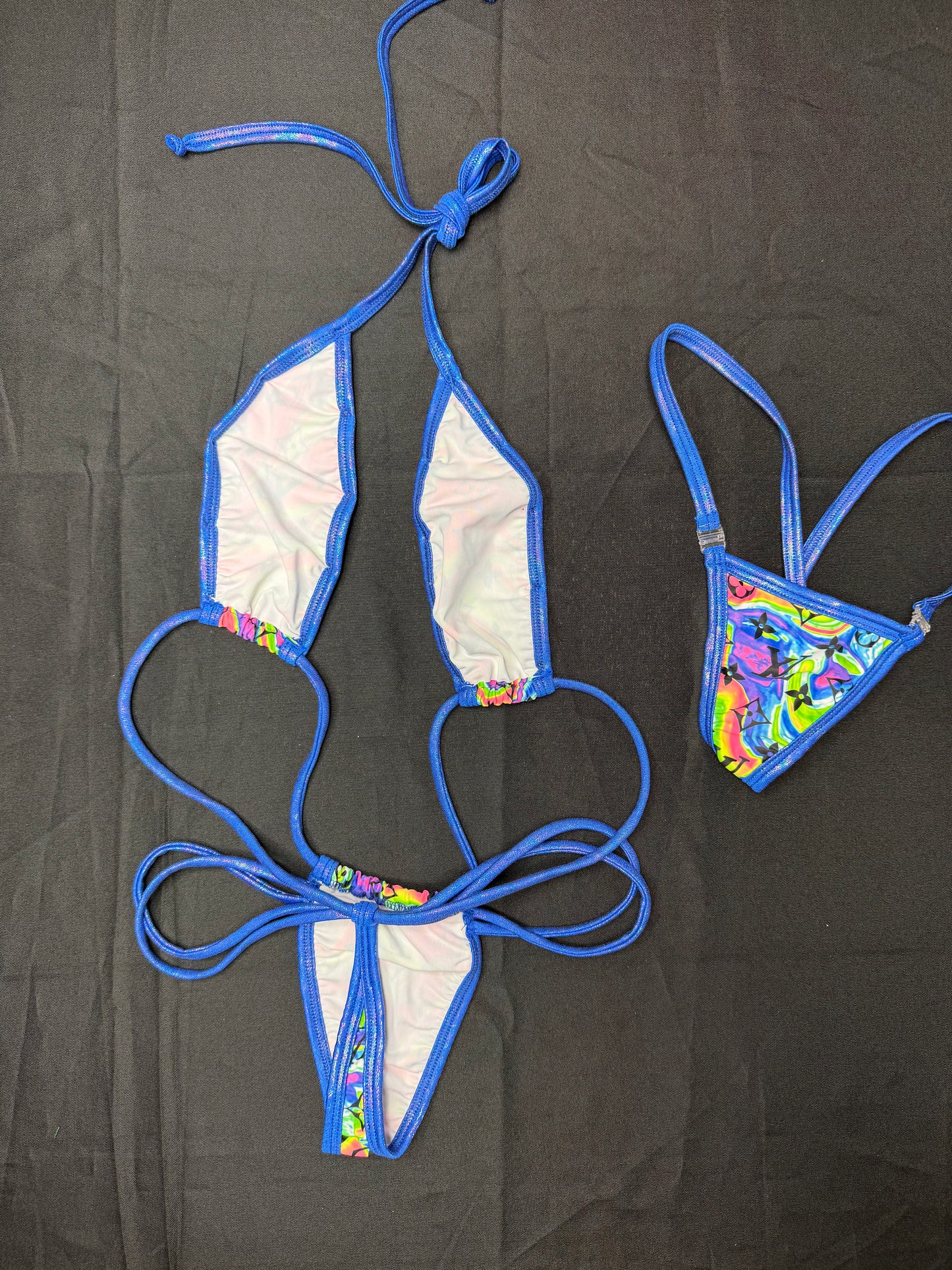 Designer Tie-Dye Spandex Sling-Shot Lingerie Outfit