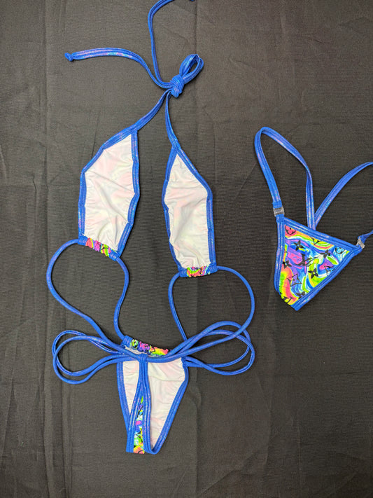 Designer Tie-Dye Spandex Sling-Shot Lingerie Outfit