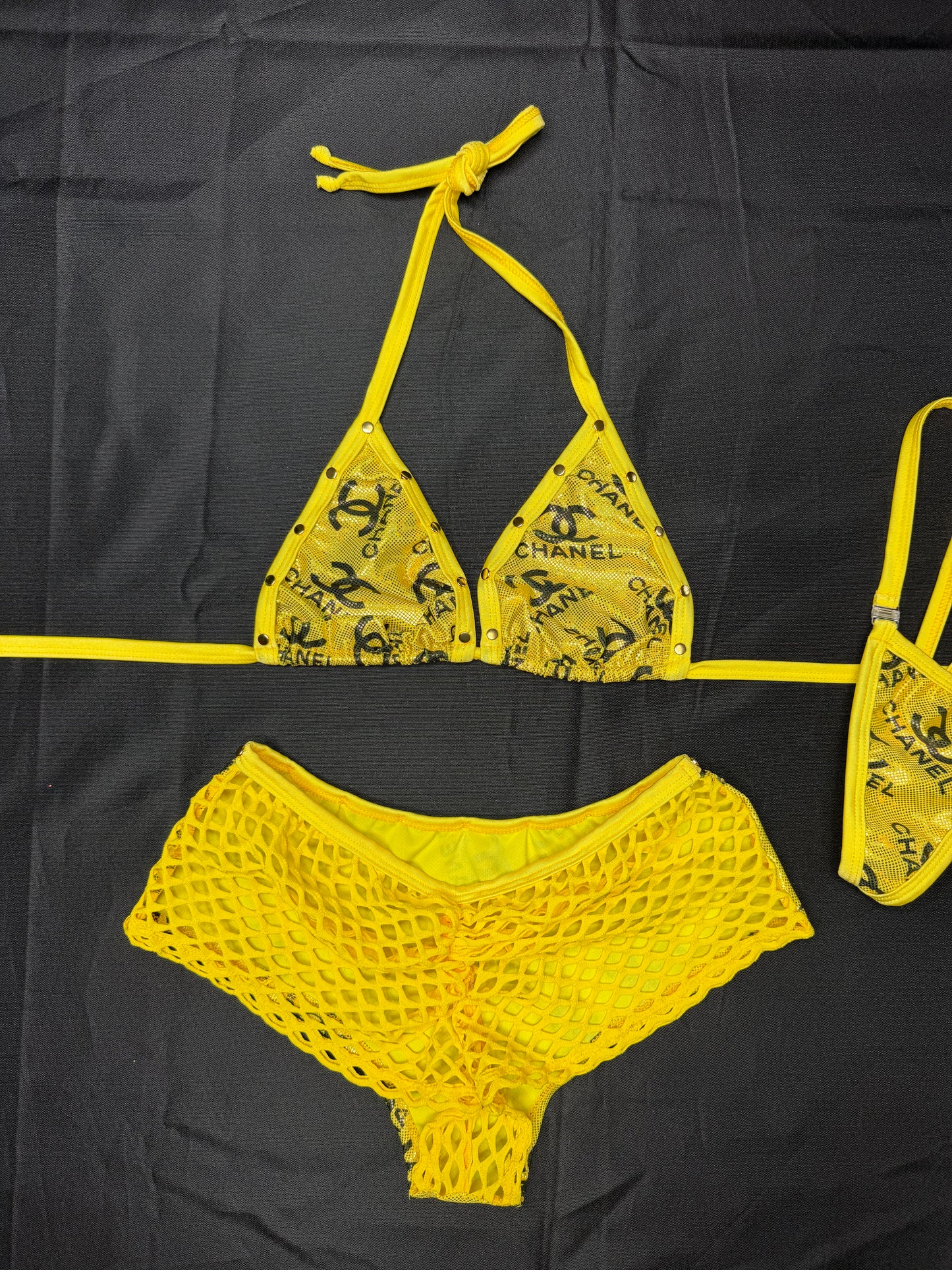 Designer Gold/Yellow Two-Piece Shorts Lingerie Outfit