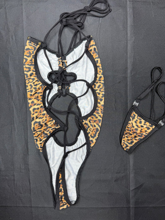 Cheetah Animal Print Spandex One-Piece Lingerie Outfit