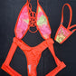 Metallic Orange Spandex One-Piece Lingerie Outfit