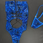 Royal Blue Web Spandex One-Piece Lingerie Outfit