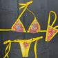 Peacock Holographic/Yellow Spandex Two-Piece Bikini Lingerie Outfit