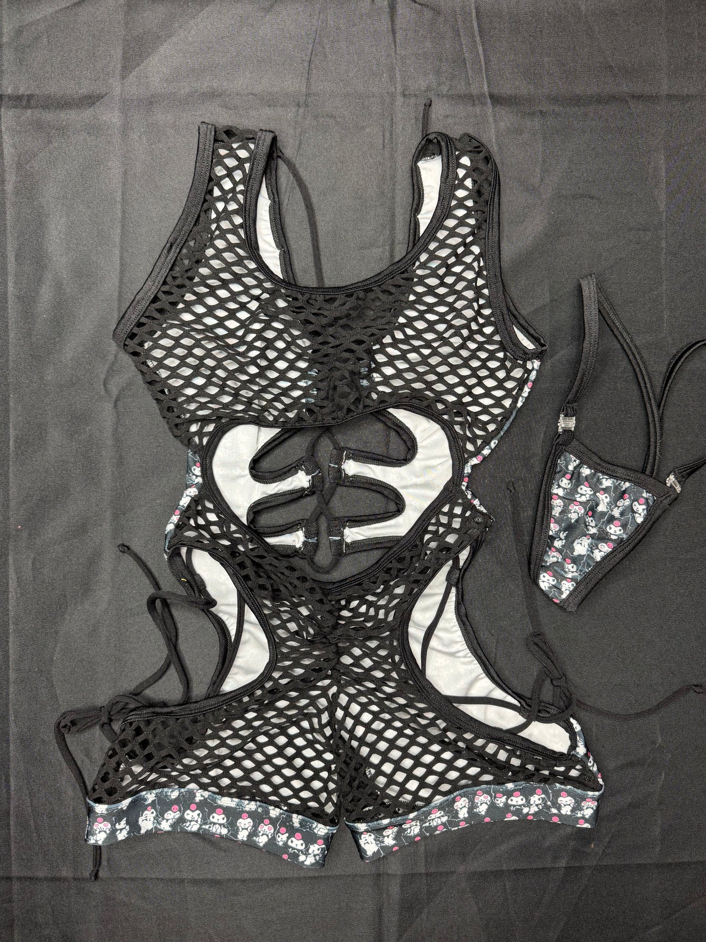 Black Kuromi Spandex Romper Lingerie Outfit