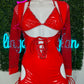 Red Latex/Fishnet Bartender Romper Outfit