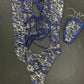 Royal Blue/Gold Spandex One-Piece Lingerie Outfit