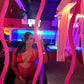 Red Spandex/Fishnet Long Sleeve Bartender Outfit