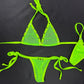 Neon Green Mesh Two-Piece Bikini Lingerie Outfit