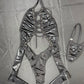 Metallic Black/Black Spandex One-Piece Lingerie Outfit