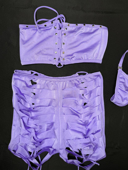 Lavender Tube Top/Shorts Two-Piece Lingerie Outfit