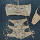 Gold Fishnet/Beige Tube Top/Shorts Two-Piece Lingerie Outfit