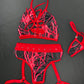Red Thunder Print Sports Bra/Garter Shorts Two-Piece Lingerie Outfit