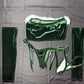 Green Velvet Three-Piece With Hat Christmas Lingerie Outfit