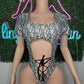 Holographic Silver Designer Leotard One-Piece Lingerie Outfit
