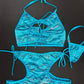 Turquoise Snake Skin Two-Piece Sports Bra/Shorts Lingerie Outfit