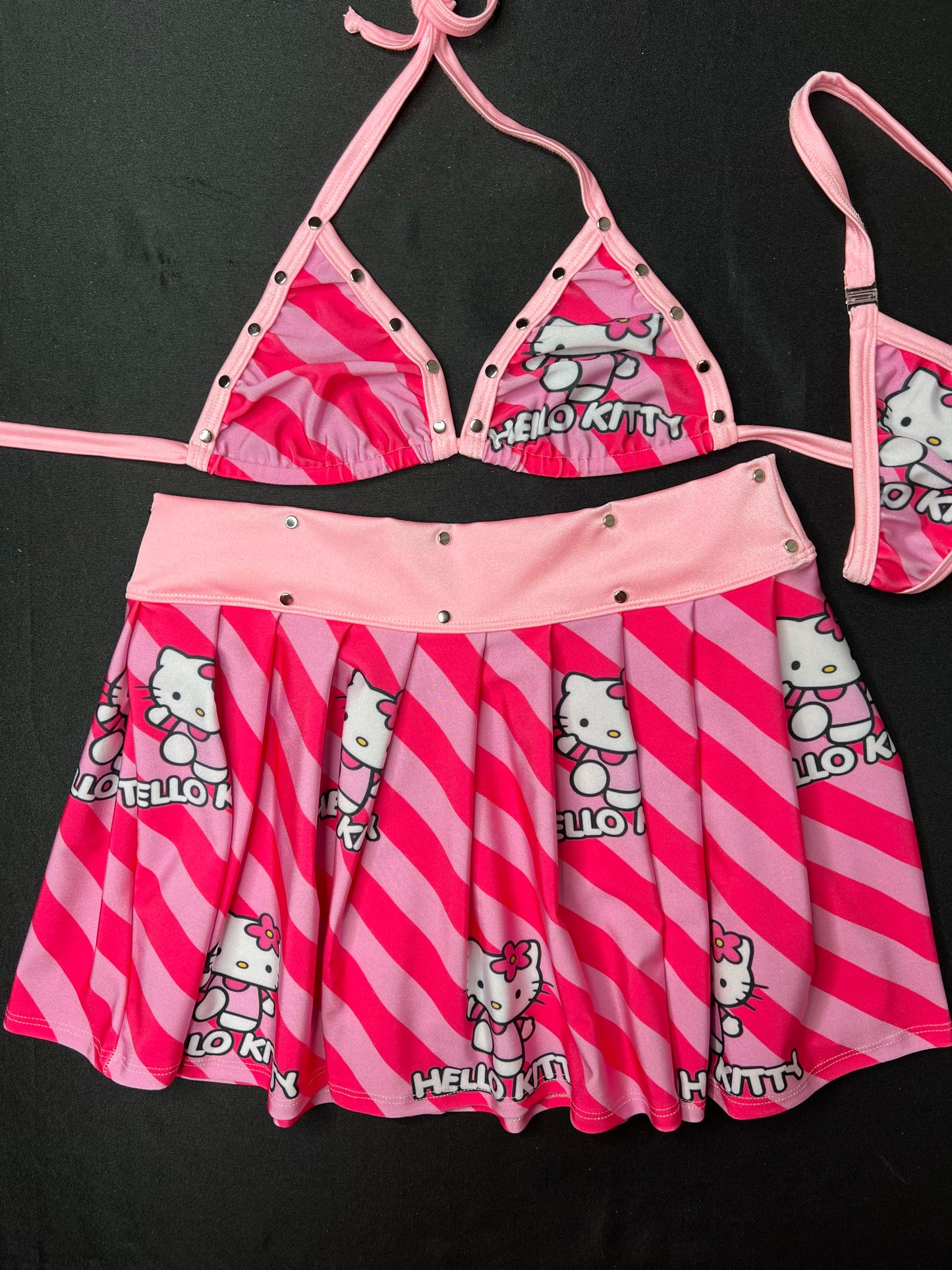 Baby Pink/Pink Bikini Top/Skirt Two-Piece Lingerie Outfit