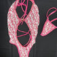 White/Baby Pink VELVET Designer One-Piece Lingerie Outfit
