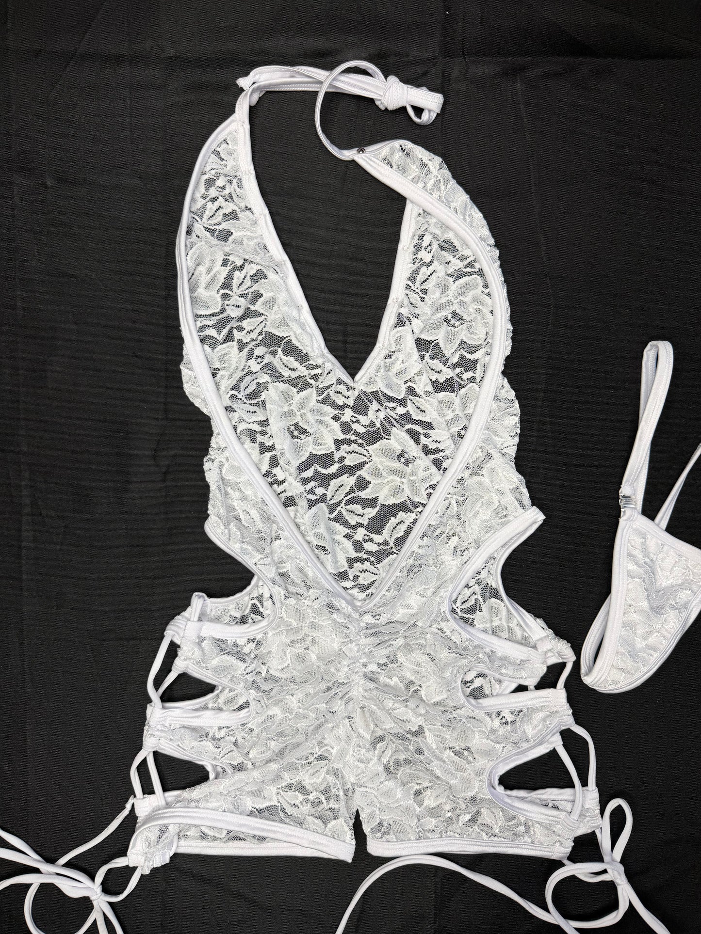 White Lace One-Piece Lingerie Outfit