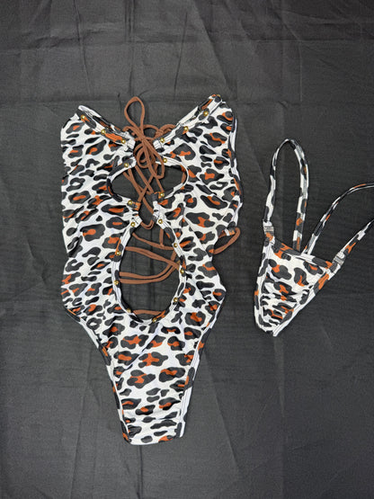 Cheetah Animal Print One-Piece Lingerie Outfit