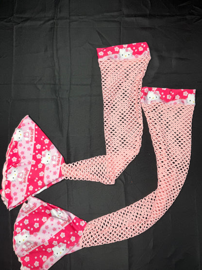 Baby Pink/Pink Spandex Kitty Leg Lingerie Outfit