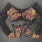 Black/Holographic Red Flame Two-Piece Lingerie Outfit
