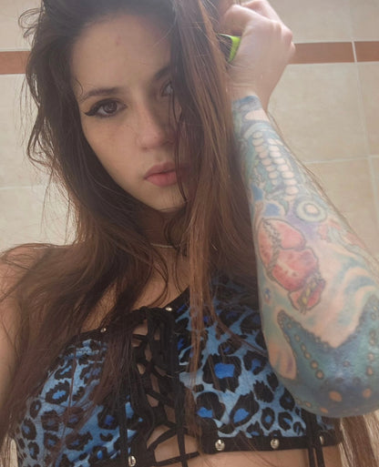 Blue Cheetah Print Two-Piece Stripper Outfit