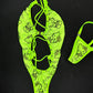Neon Green Kitty One-Piece Lingerie Outfit