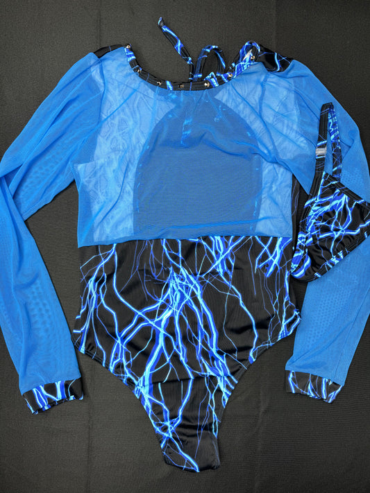 Blue Thunder One-Piece Leotard Lingerie Outfit
