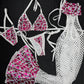 Metallic Heart Spandex Bikini Top/Side Tie Bikini Chaps Leg Lingerie Outfit