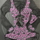 Black/Pink Bunny Bartender Romper Outfit