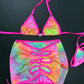 Tie Dye Spandex Two-Piece Skirt Lingerie Outfit