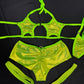 Lime-Green Star Bikini Top/Shorts Garters Lingerie Outfit