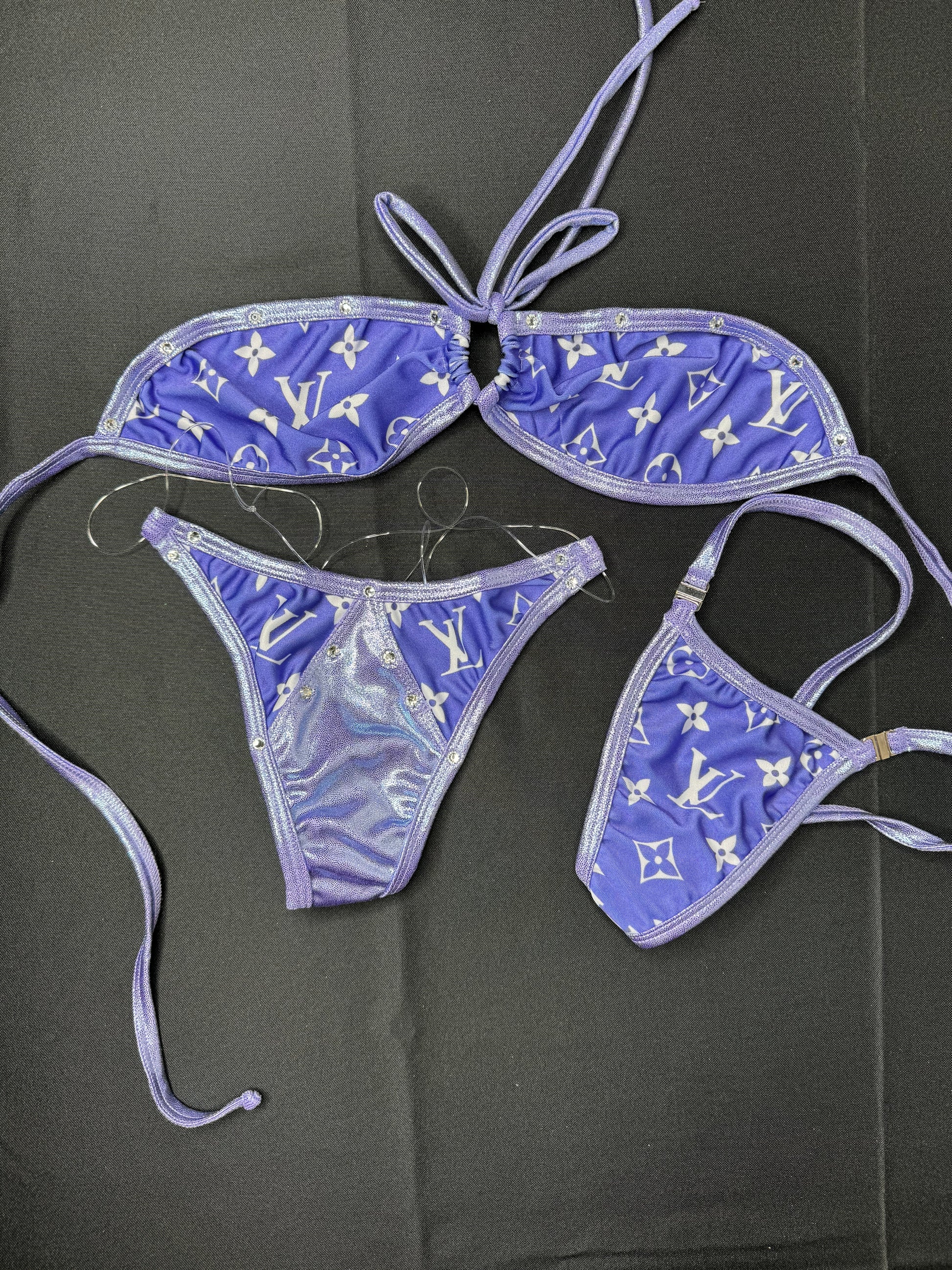 Purple/Metallic Purple Two-Piece Stripper Outfit