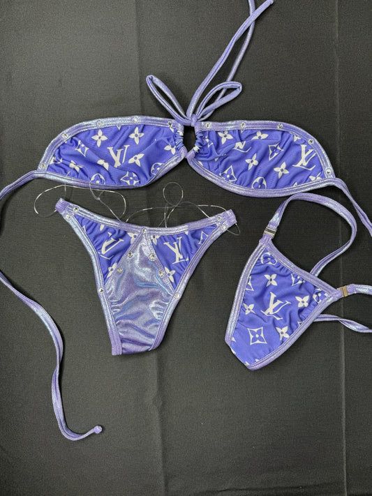 Purple/Metallic Purple Two-Piece Stripper Outfit