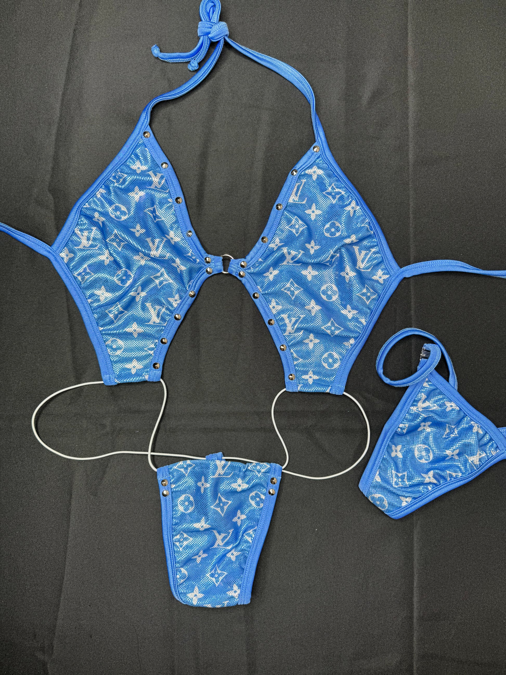 Baby Blue One-Piece Sling Shot Exotic Dancer Outfit