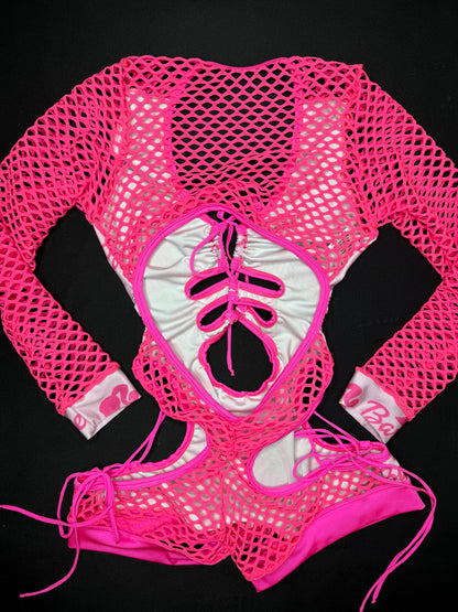 Hot Pink/Baby Pink Barbie One-Piece Romper Lingerie Outfit