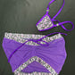 Designer Purple Spandex Sling-Shot/Mesh Skirt Three-Piece Skirt Outfit