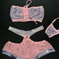 Microdot Lavender/Baby Pink Fishnet Tube Top/Shorts Two-Piece Lingerie Outfit