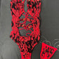 Red Flame Mesh One-Piece Lingerie Outfit