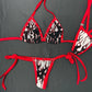 White Flame Mesh Two-Piece Side Tie Bikini Lingerie Outfit