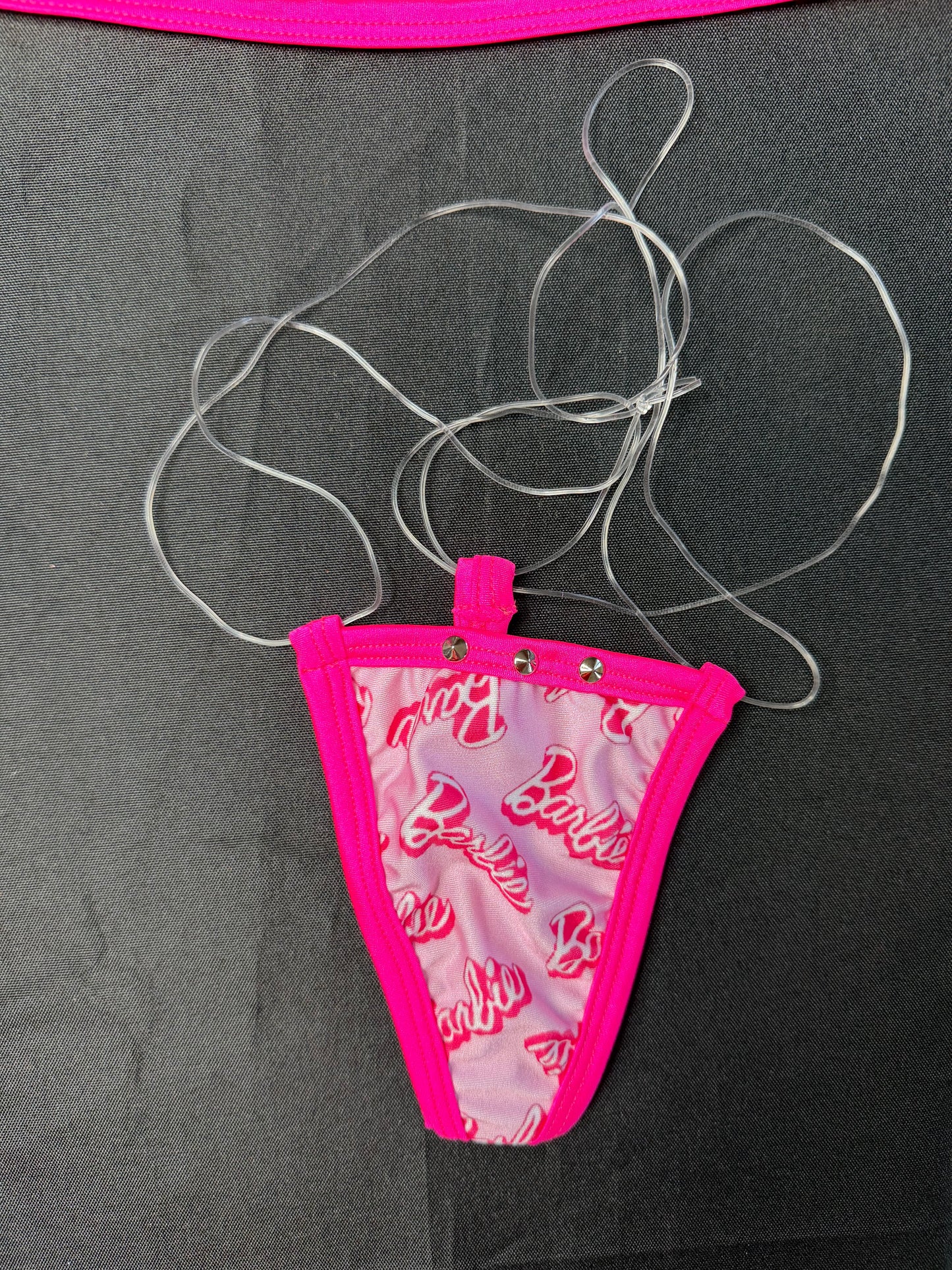 Hot Pink/Pink Spandex Two-Piece Skirt Lingerie Outfit