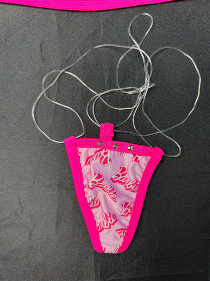 Hot Pink/Pink Spandex Two-Piece Skirt Lingerie Outfit