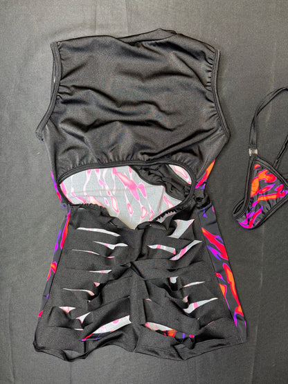 Tiger Stripe One-Piece Lingerie Outfit