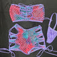 Lavender Ombré Fishnet Tube-Top/Shorts Two-Piece Lingerie Outfit