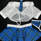 White/Blue Plaid School Girl Skirt Lingerie Outfit