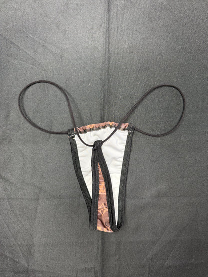 Designer Brown Spandex/Black Lace Spandex One-Piece Lingerie Outfit