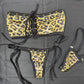 Holographic Cheetah Animal Print Tube Top/Side-Tie Bikini Bottoms Two-Piece Lingerie Outfit