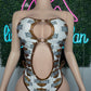 White Harley/Copper Spandex One-Piece Lingerie Outfit