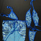 Royal Blue/Baby Blue Three-Piece Slingshot/Skirt Lingerie Outfit