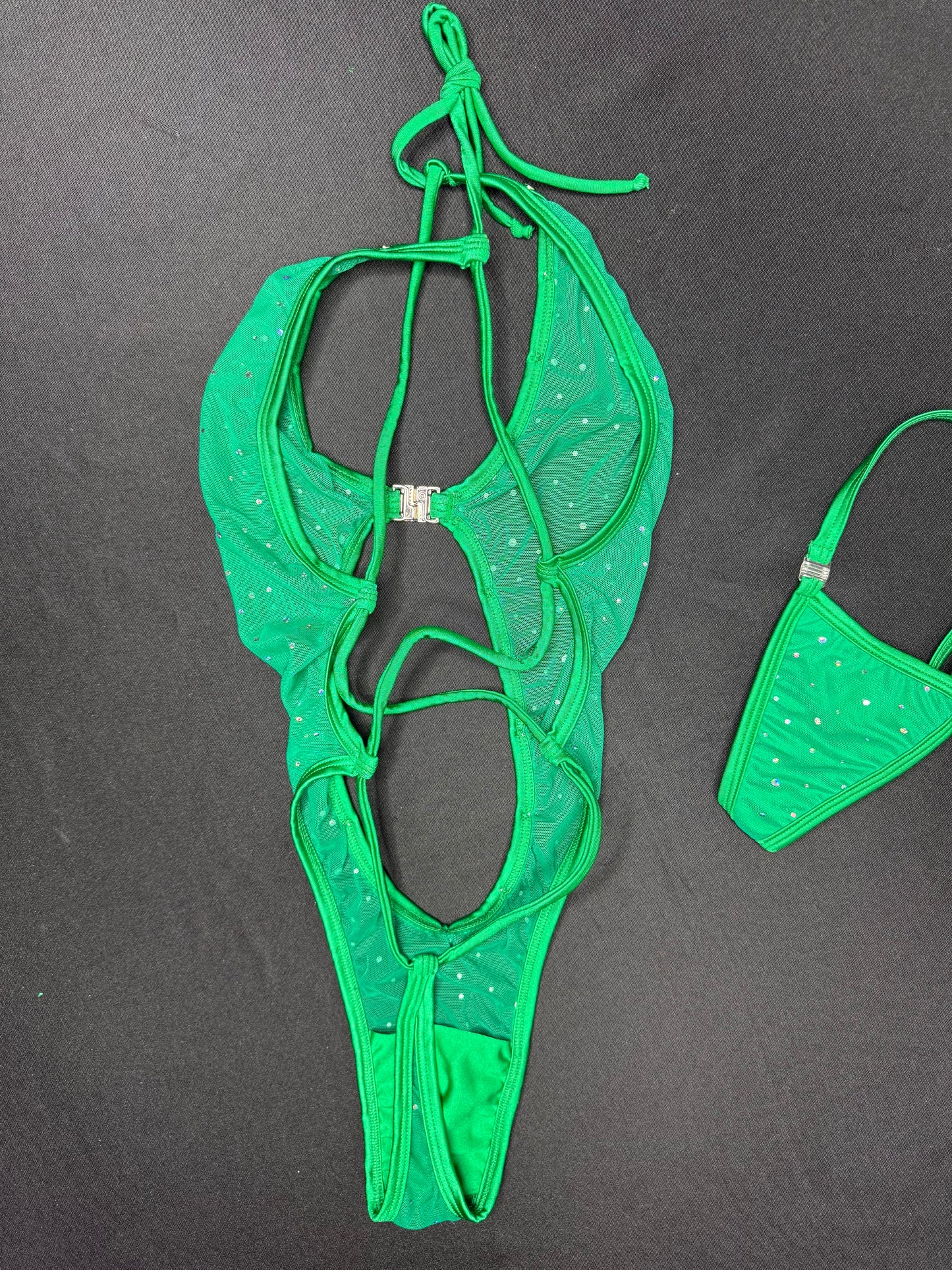Green Mesh One-Piece Lingerie Outfit